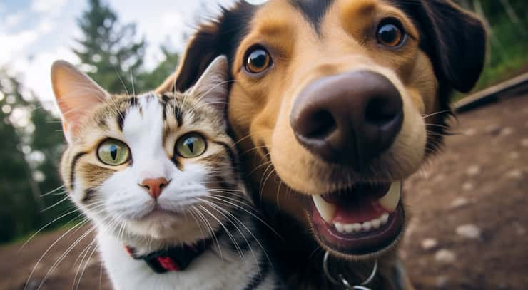 How many dogs could you bribe to take a selfie with a cat?